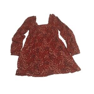 Arizona Jean Co dress Medium maroon floral babydoll mini peasant flounce Cottage